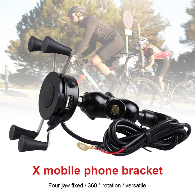 

Motorcycle Phone Charger Adapter Holder with 5V USB Motorbike Handlebar Base Mount Bracket AS99