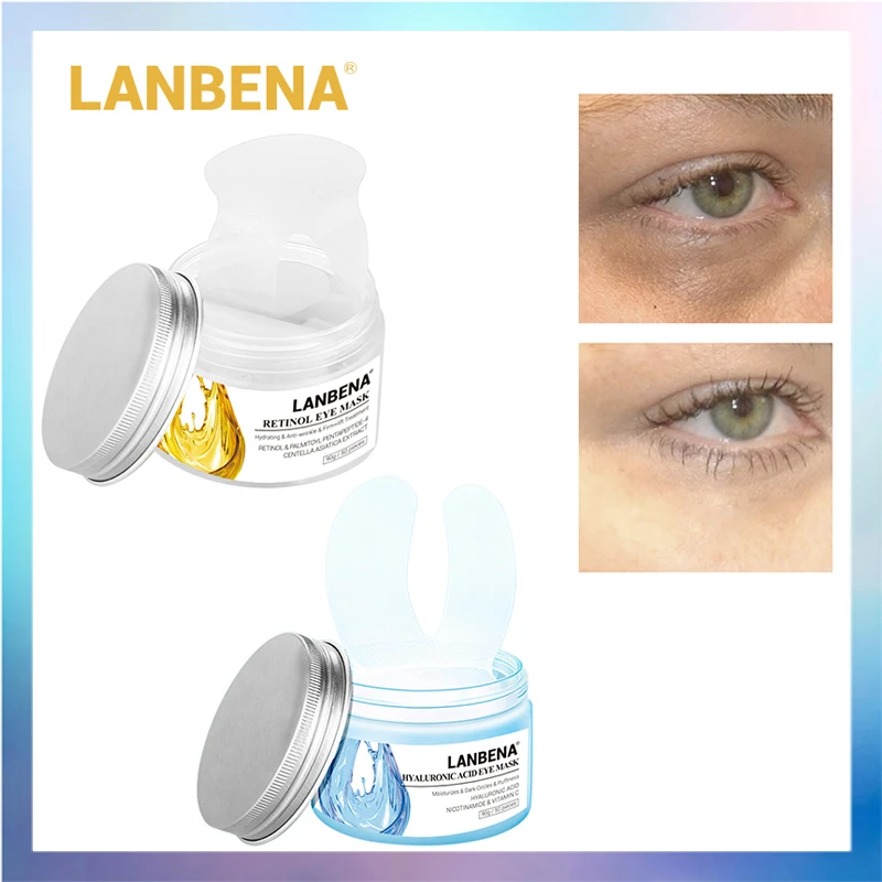 

LANBENA Retinol Eye Mask Hyaluronic Acid Eye Patches Serum Reduces Dark Circles Eye Lines Repair Moisturizing Firming Eye Care
