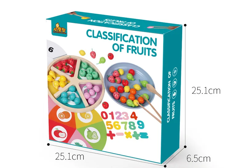 Classificação para frutas matemática montessori educacional bebê