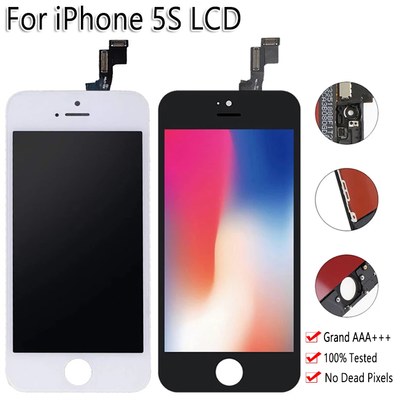 2 Pcs/lot Tested For iPhone 5S A1457 A1530 LCD Display Touch Screen With Sensor+Camera Frame Digitizer Assembly Replacement | Мобильные