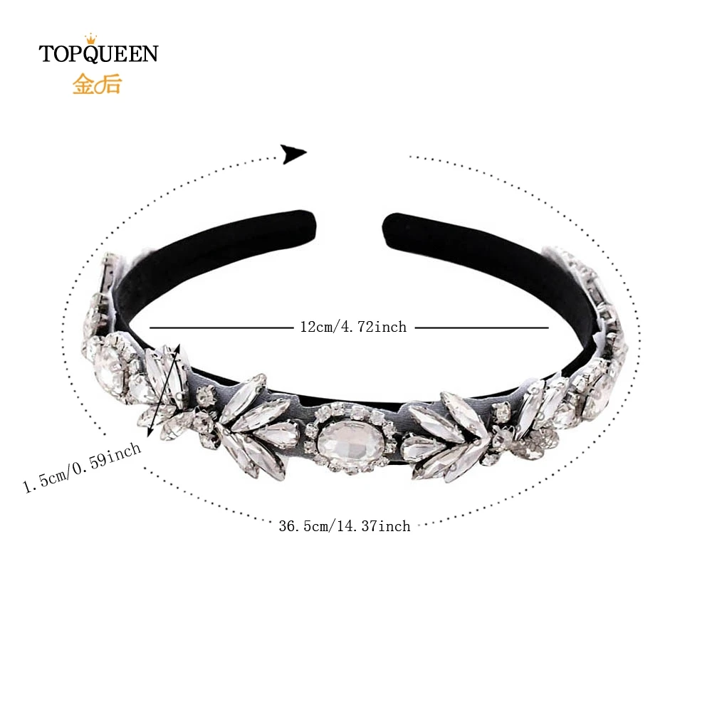 black TOPQUEEN, S292-FG, свадебные стразы, аксессуары для волос, свадебная тиара, головные уборы, серебряные стразы, повязка на голову, барокко, лента для волос - Цвет: black