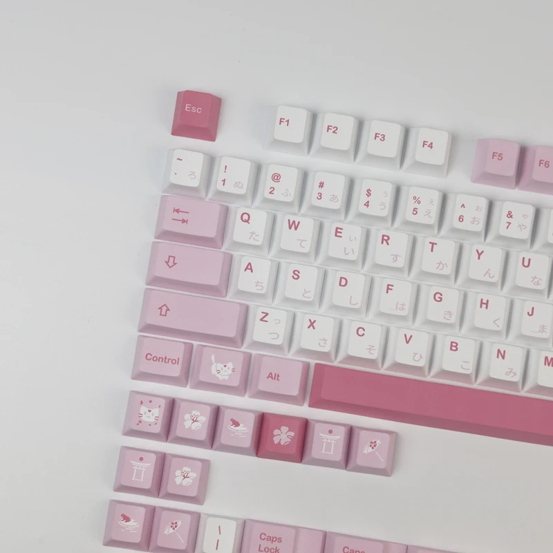 Gmk Hazakura Keycaps Grupo Pbt Dye Subbed Perfil Cherry Keycap com 3u Barra de Espaço 7u Iso Enter para Layout ue 141 Chaves - Imagem 2