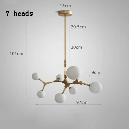 7 heads Североевропейская Люстра для гостиной, американский стиль, столовая, спальня, железная личность, креативный ветка дерева, волшебный светильник в форме бобов - Цвет абажура: 7 heads