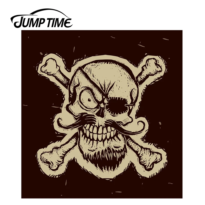 JumpTime 13 см x Destressed изображением пиратской эмблемы с черепом и кости виниловые