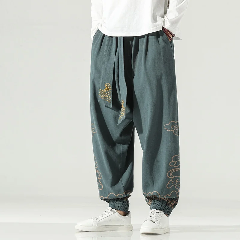 Chinese Style Retro Cotton Kung Fu Pants Men Clothing Autumn Fashion Clothes Loose Casual Pants Plus Size Harem KK3828