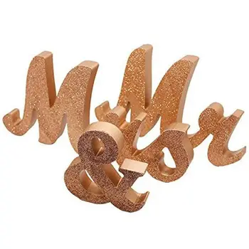 

Wooden Freestanding Glitter Mr and Mrs Letters Sign Wedding Decoration Sweetheart Table Ornaments