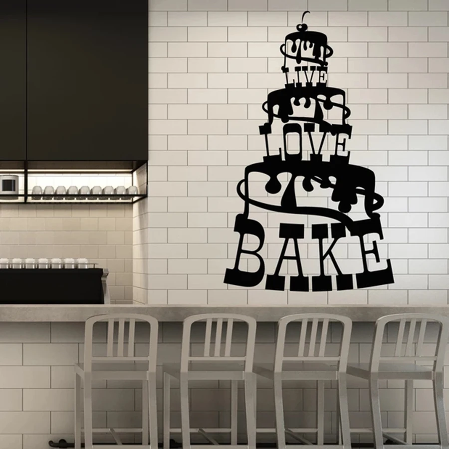 Наклейка на стену для торта, Bakehouse, цитата, логотип, виниловые наклейки на окна, любовь, выпечка, магазин, декор интерьера, съемная Фреска для кафе M069