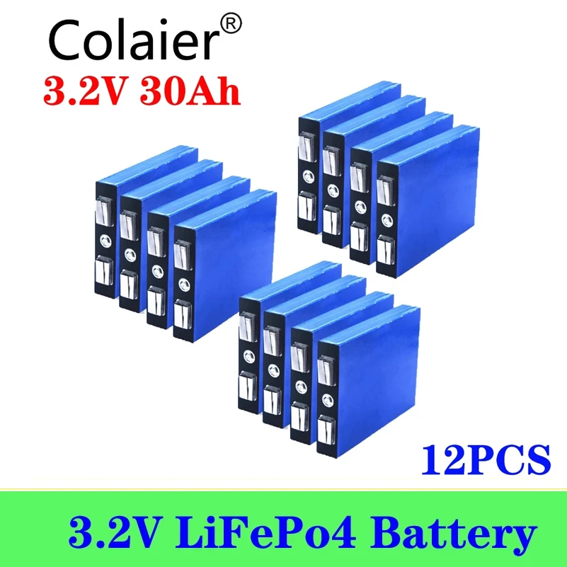 Colaier 12 шт. 3 2 V 30Ah LiFePO4 Батарея клетки литий-железо-фосфатных аккумуляторов и