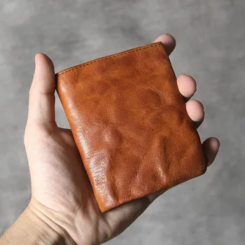 

Classical Genuine Leather Wallets Vintage Style Men Wallet Multi-function Document Bag Crazy Horse Leather Men's Clip