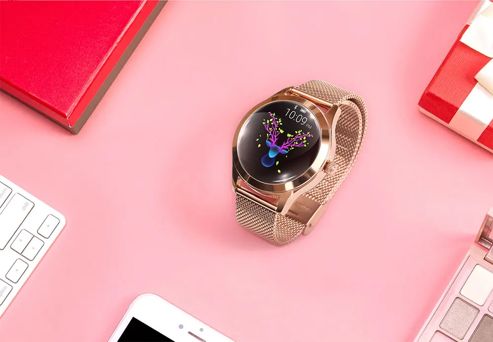 KW10 Смарт-часы, модный умный браслет для женщин IP68, Водонепроницаемый Фитнес контроль сна, трекер для Android IOS телефона