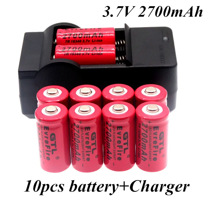 トラベルウォールチャージャー,2700mah,3.7v,リチウムイオン電池,cr123a,16340バッテリー用,16340充電池