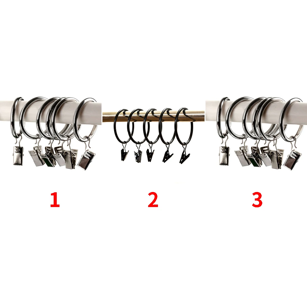 10pcs Rail Drapery Hook Window Accessories Bathroom Flexible Shower Home Living Room Clamps Stainless Steel Curtain Clips Holder