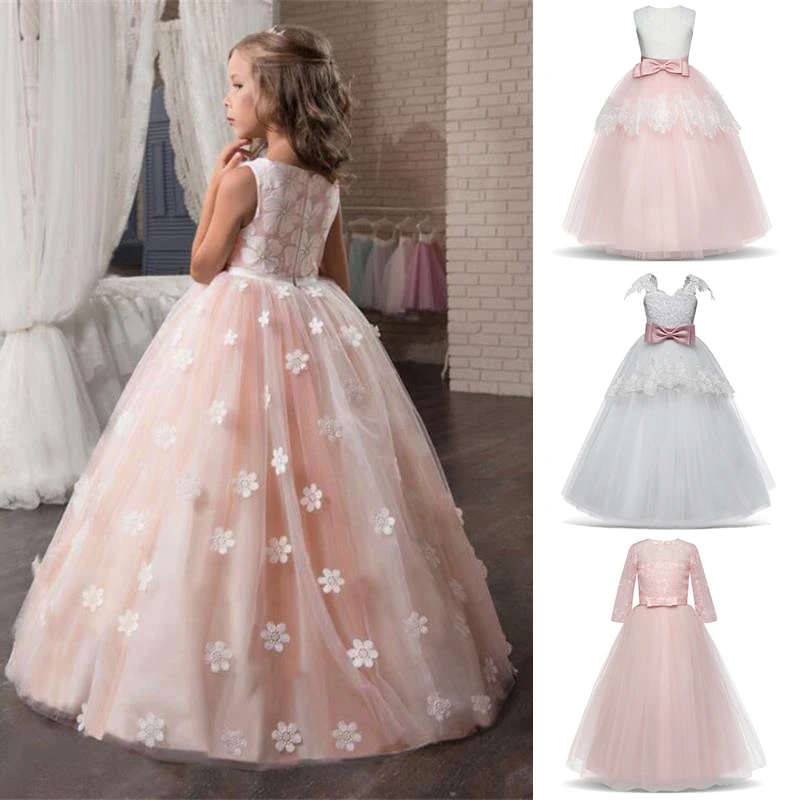 Рождественское платье; нарядное длинное вечернее платье принцессы с цветочным узором для девочек; вечерние платья для девочек; детская праздничная одежда для девочек на свадьбу