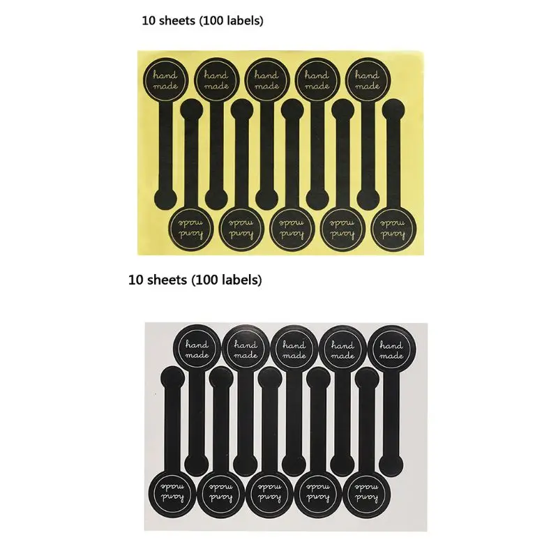 Long Style Handmade Stickers 100pcs Baking Gift Packaging
