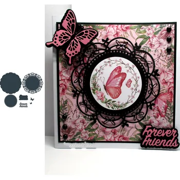 

Circle Background Butterfly Edge Frame Metal Cutting Dies for Scrapbooking and Card Making New 2019 die cuts