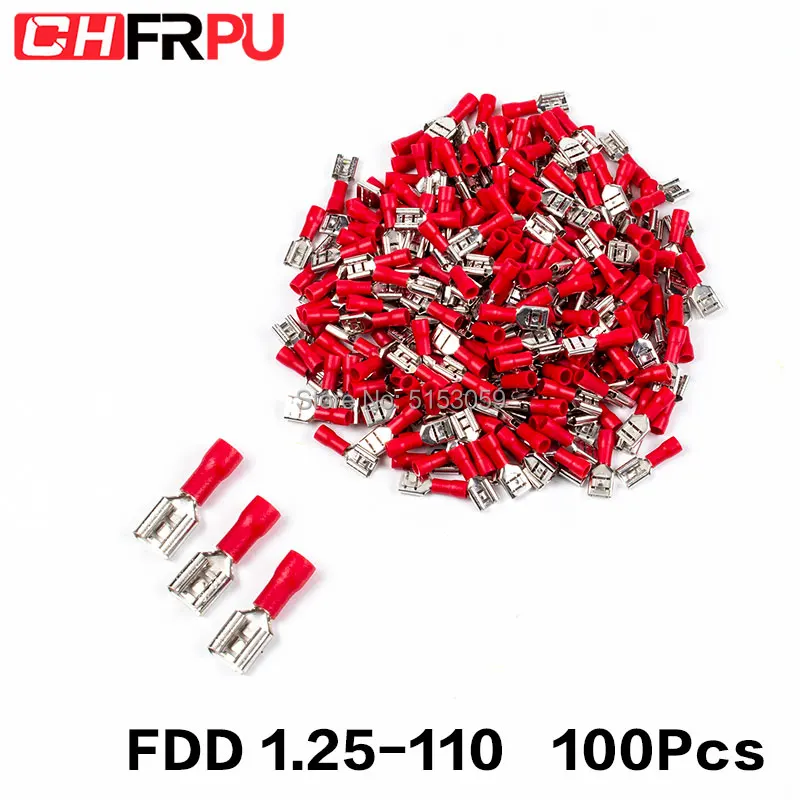 100 шт. 2 8 мм 22 16AWG FDFD/FDD/MDD1.25 110 Женский мужской изолированный Электрический обжимной