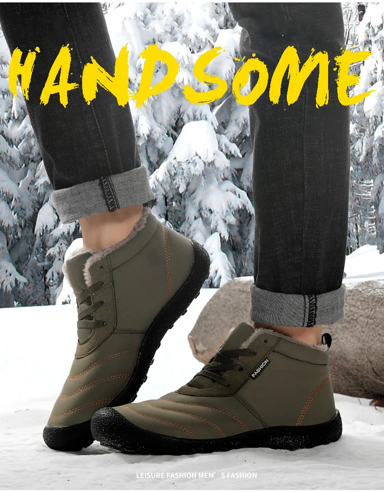 Зимние мужские ботинки; Теплая обувь на меху для мужчин; Зимние ботильоны; большие размеры 39-48; теплые плюшевые кроссовки с высоким берцем; Zapatos De Hombre