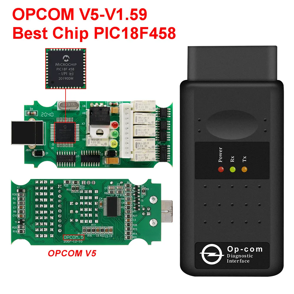 OPCOM V5 с реальным чипом PIC18F458 FTDI прошивка V1.59 OP COM V1.99 для диагностического