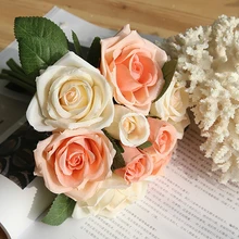 1 букет Искусственный букет роз декоративные поддельные цветы невесты свадебные букеты для Свадебные украшения для домашнего праздника свадебные принадлежности