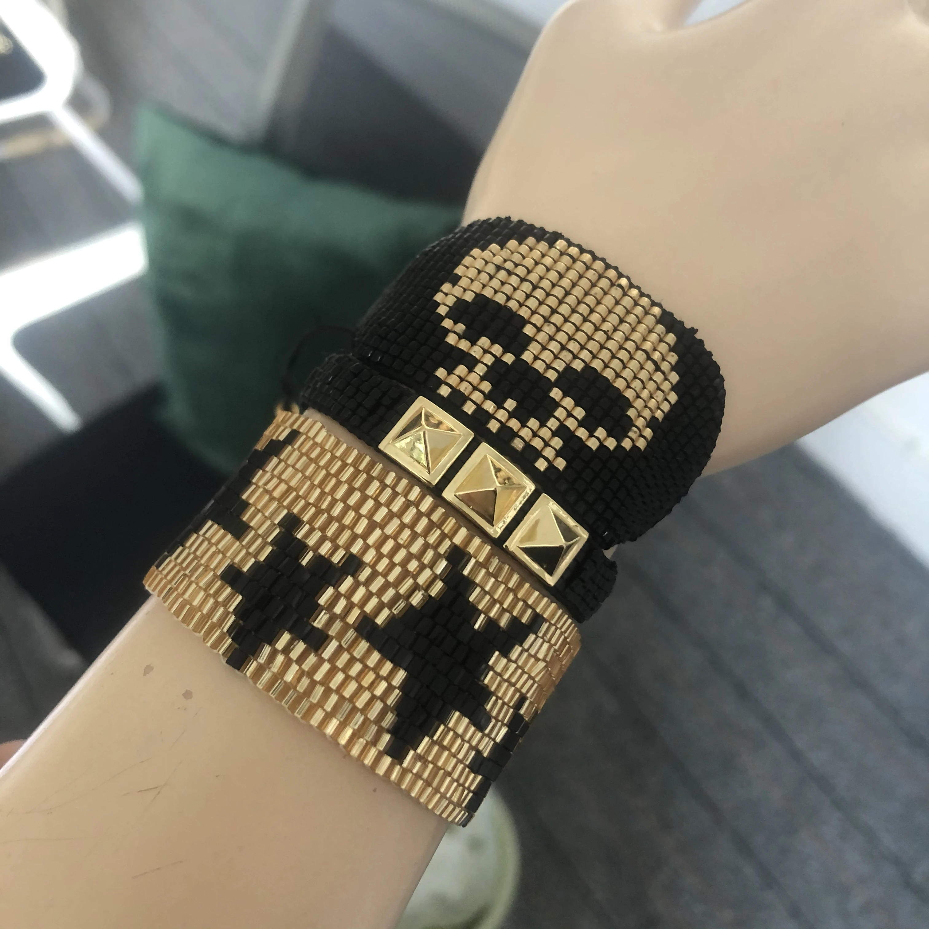 SHINUSBOHO женский браслет MIYUKI Pulseras Mujer череп звезда браслет Delicas miyuki ювелирные изделия черные заклепки ручной работы подарок прямой mai