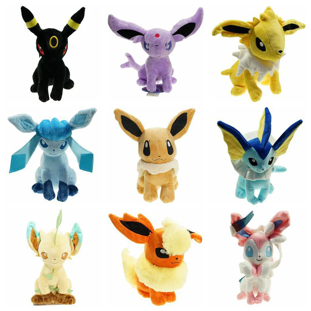 5/лот 9 видов стилей Sylveon Umbreon Flareon Vaporeon Jolteon Eevee Espeon Leafeon Glaceon 30 см плюшевая кукла мягкая игрушка - Цвет: 5pcs Mix up
