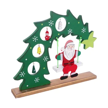 

1Pc Christmas Desktop Adornment Creative Cute Adorable Tabletop Decor Wooden Santa Xmas Ornament for Office Home Store