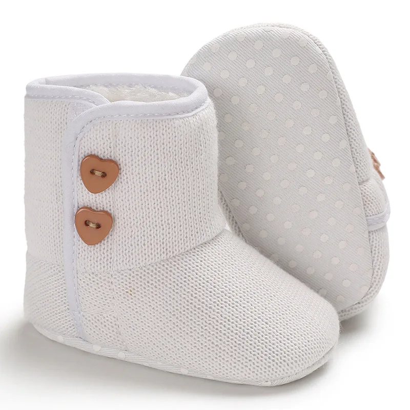 Милые ботиночки для новорожденных; теплые пушистые ботиночки для мальчиков и девочек; Сезон Зима; хлопковые удобные мягкие Нескользящие Детские ботиночки для малышей - Цвет: Белый