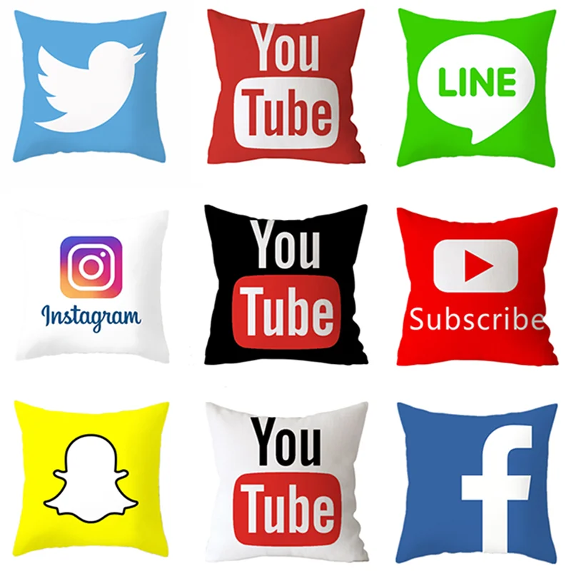 Новый брендовый чехол для подушки App Facebook Youtube льняная наволочка дивана украшение