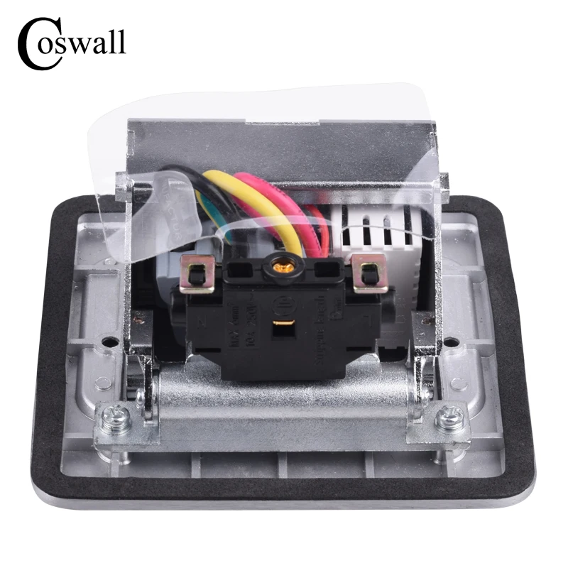  Coswall todo Panel de aluminio Soft Pop Up suelo Socket 16A Israel toma corriente estándar con dobl
