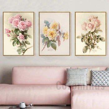 

European Retro Flower Posters And Prints Home Decoration Wall Art Pictures For Living Room Nostalgic Pastoral Canvas Painting