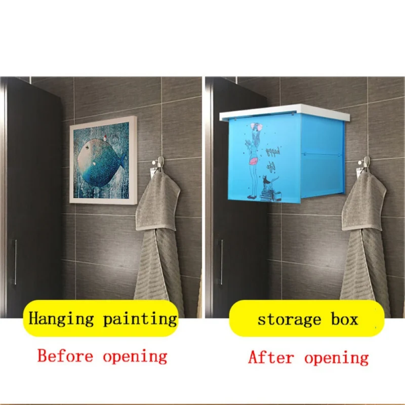 

1PC Bathroom Locker Closet Cabinet Rack Folding Mural Storage Box Concealed Storage Artifact Home Organizer Bathroom Shelf