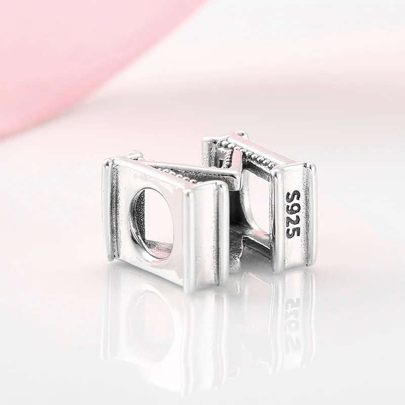 925 Sterling Silver Letter M Charms fine Minimalist Metal Beads Letter Jewelry Making fit Original Pandora charms DIY Bracelet