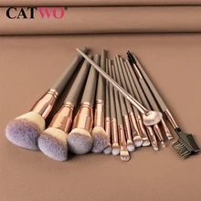 Catwo 15Pcs Make-Up Kwasten Set Cosmetische Foundation Poeder Blush Oogschaduw Lip Blend Houten Make Up Brush Tool Kit maquiagem