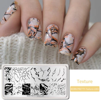 

BORN PRETTY Rectangle Nail Stamping Plate Marble Texture Flowers Butterfly Pattern Nail Stamp Template Nail Art Design