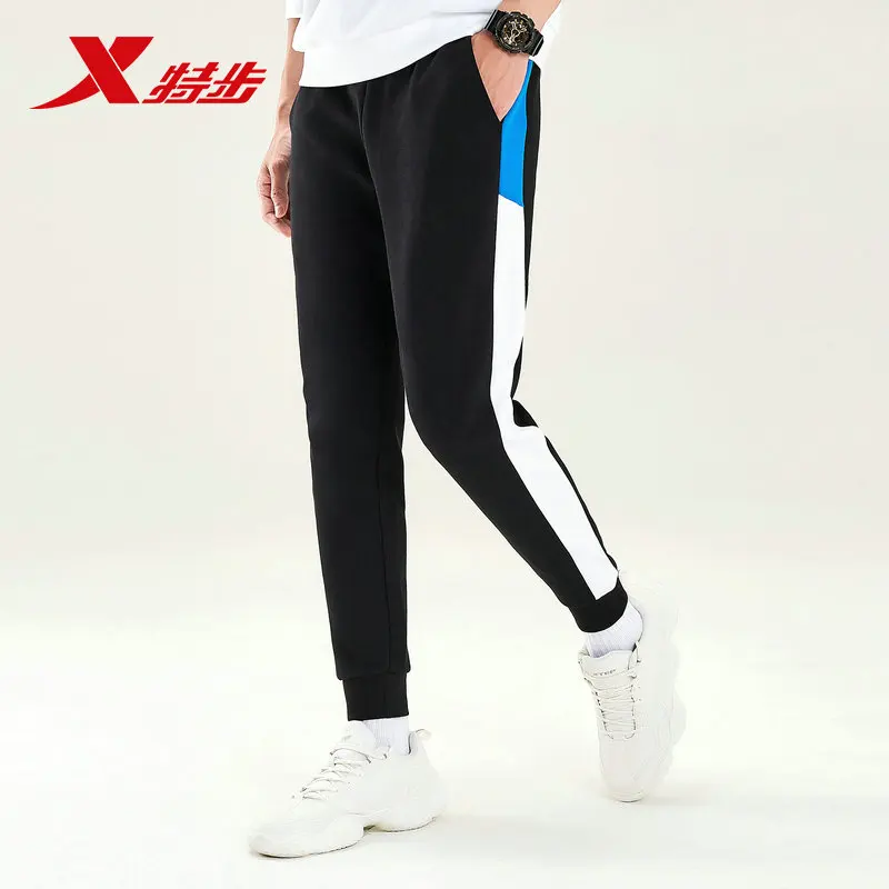 Мужские спортивные брюки Xtep зимние новые бархатные полосатые трендовые вязаные