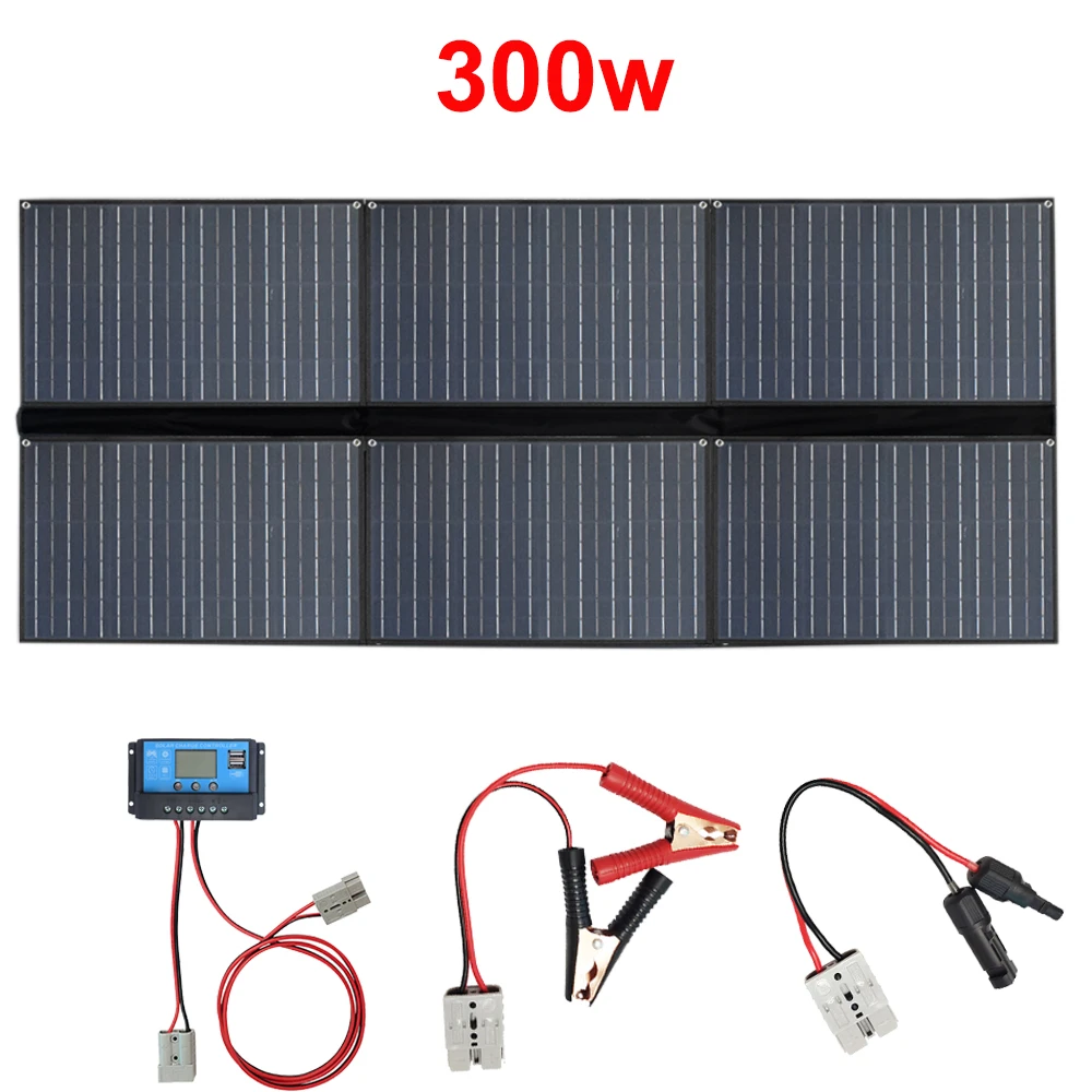 300w system Гибкая Складная солнечная панель 300 Вт 200 Вт 150 Вт 100 Вт 12 в зарядное устройство Портативный складной водонепроницаемый 5 в usb для телефона автомобиля батареи кемпинга - Цвет: 300w system
