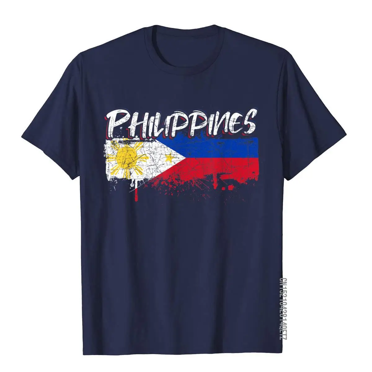 Filipino Flag Philippines T-Shirt__B8525navy