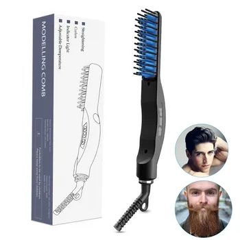 

Quick Heater Ionic Beard Straightener Hair Brush 3 in1 Electric Straightener Curls Comb Multifunctional Hair Styling Tool.