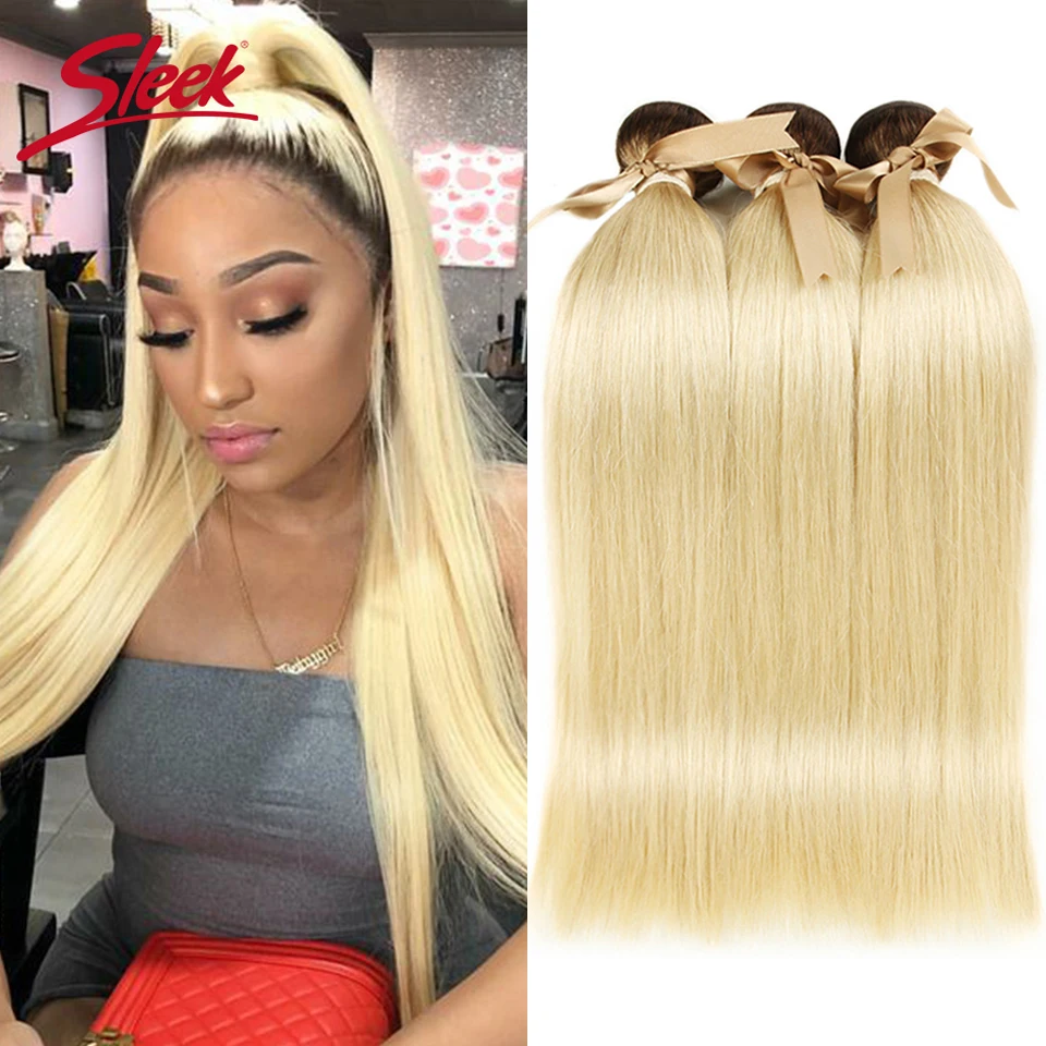 

Sleek T4 613 Ombre Blonde Hair Weaves Straight Malaysia Hair Bundles 100% Honey Straight Remy Hair Extensions 10 to 26 Inches