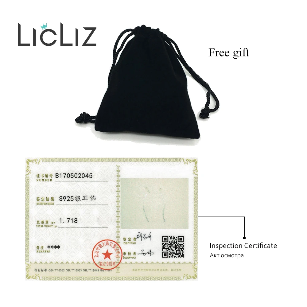 Женские серебряные висячие серьги LicLiz 925 пробы длинная цепочка с бусинами