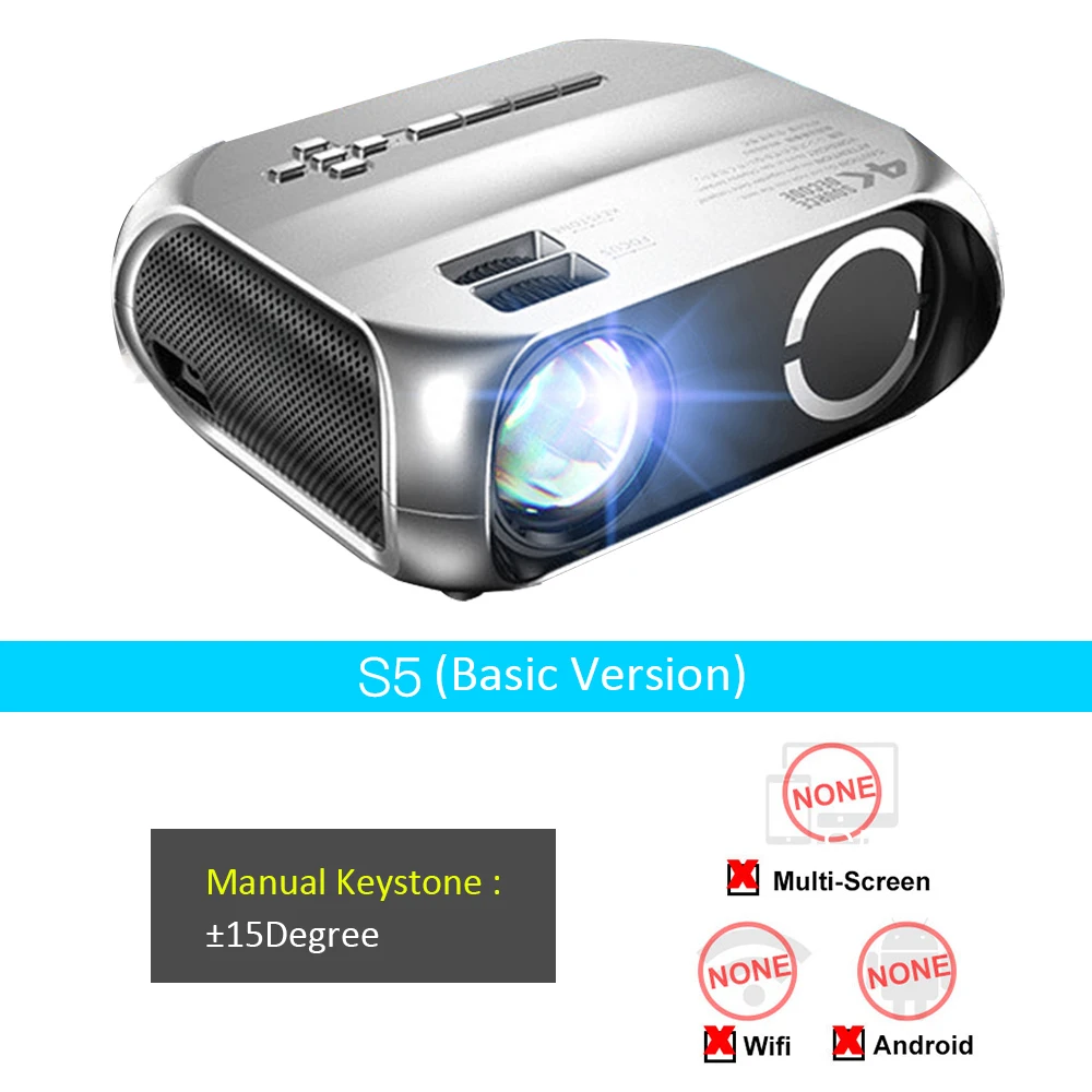 VCHIP S5 4K Projector Mini Projector Portable proyector For Home Theater проектор для дома LED Supports 1080P HDMI Media Player led projector Projectors