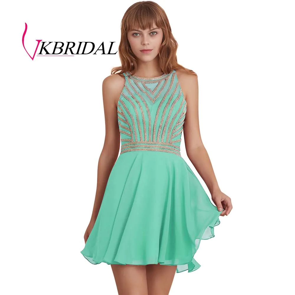 VKBRIDAL платья для выпускного, Бургунди Новая коллекция сексуальное короткое платье для выпускного вечера с открытой спиной - Цвет: mint