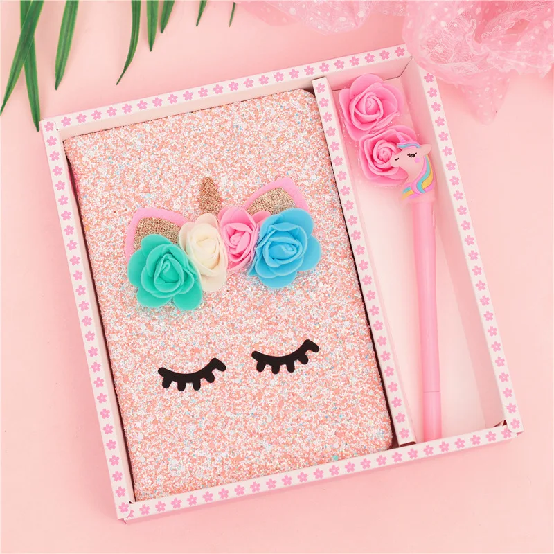 

Unicorn Notebook with Light Pen Diary Day Planner Kawaii Journal Stationery School Supplies Study Gift Tools