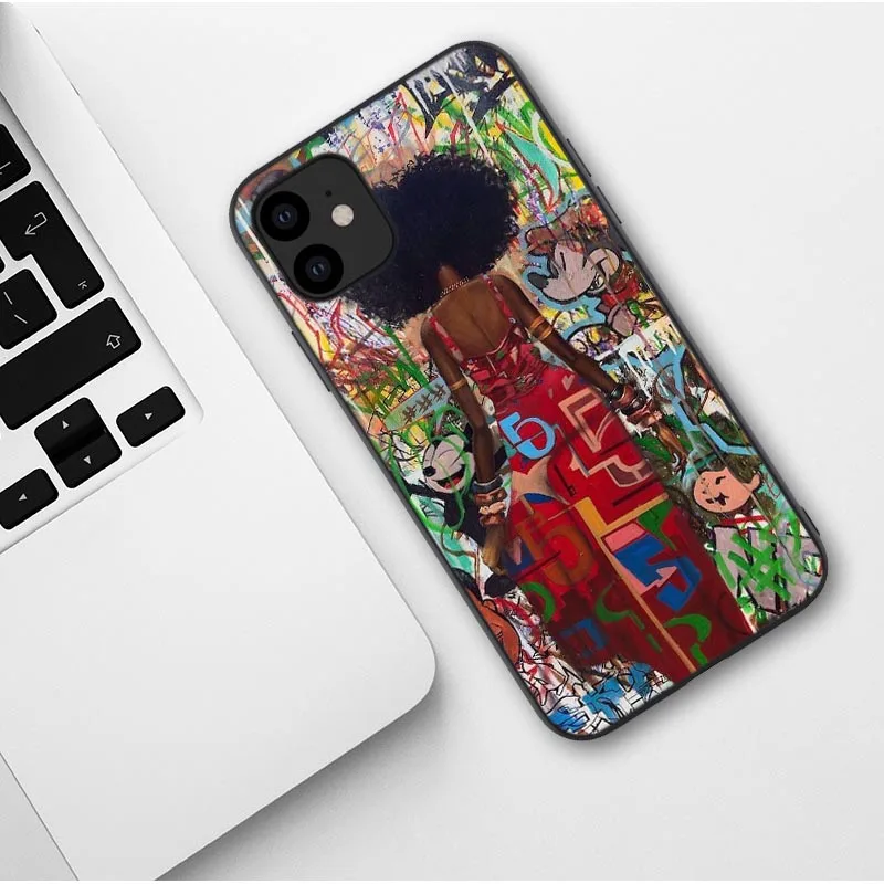 TPU Черный Африканский художественный чехол для iPhone X XR XS Max 8 7 Plus 6 6s Plus melanin poppin силиконовый чехол для iPhone 11 Pro Max - Цвет: TPU