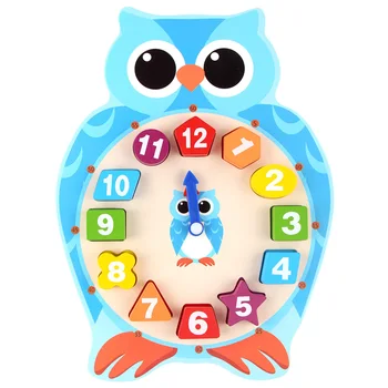 

Surwish Owl Wooden Cartoon Animal Digital Clock Toy Wooden Puzzle Baby Montessori Toys Children Early Education Toy - Owl