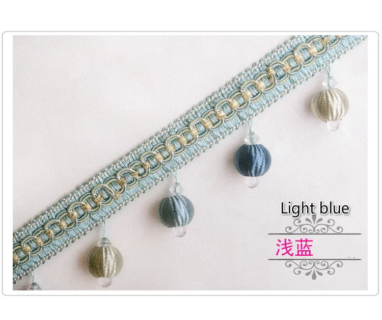 12 야드/로트 유럽 스타일 레이온 레이스 술 프린지 볼 커튼 비즈 소파 식탁보 액세서리 Pom 레이스 트림 Diy 장식