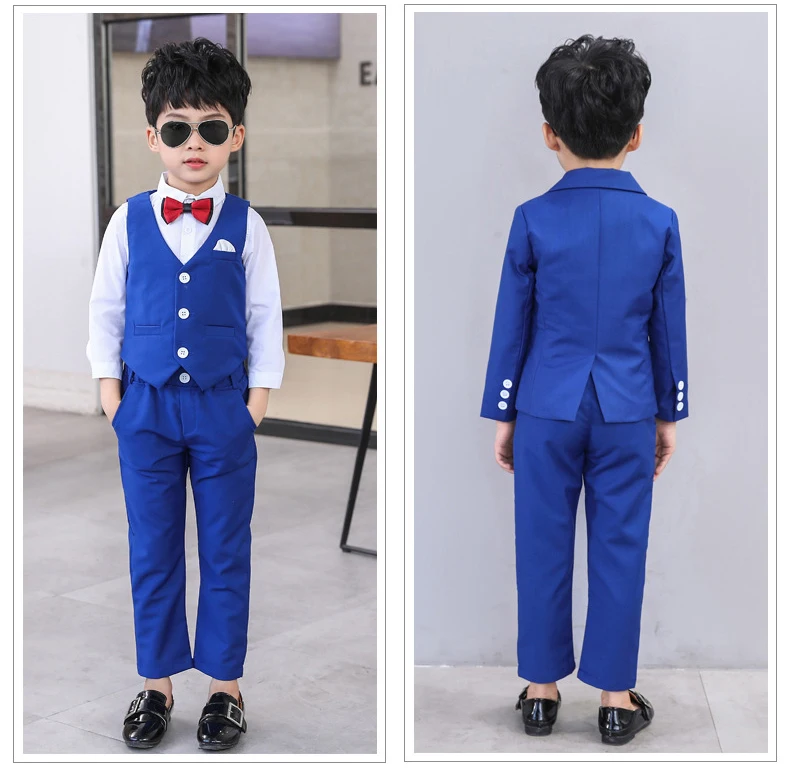 Dollplus/детский Свадебный костюм для мальчиков, детский Блейзер деловой костюм детский комплект одежды на день рождения, пиджак+ жилет+ штаны, комплекты из 3 предметов