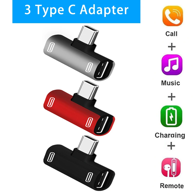 Tanie Podwójny typ C USB-C słuchawki słuchawki Audio ładowarka Adapter Splitter