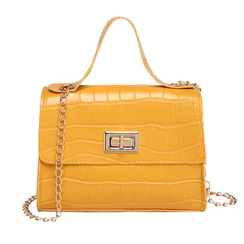 

PU Leather Pure Color Chain Tote Women Casual Shoulder Messenger Bags Purses Youth Ladies Simple Versatile Bag