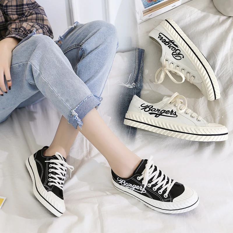 

2020 New Women Shoes Fashion Non-slip Canvas Shoes Female Spring Lace-up Sneakers Women White Casual Walking Shoes Woman U16-54